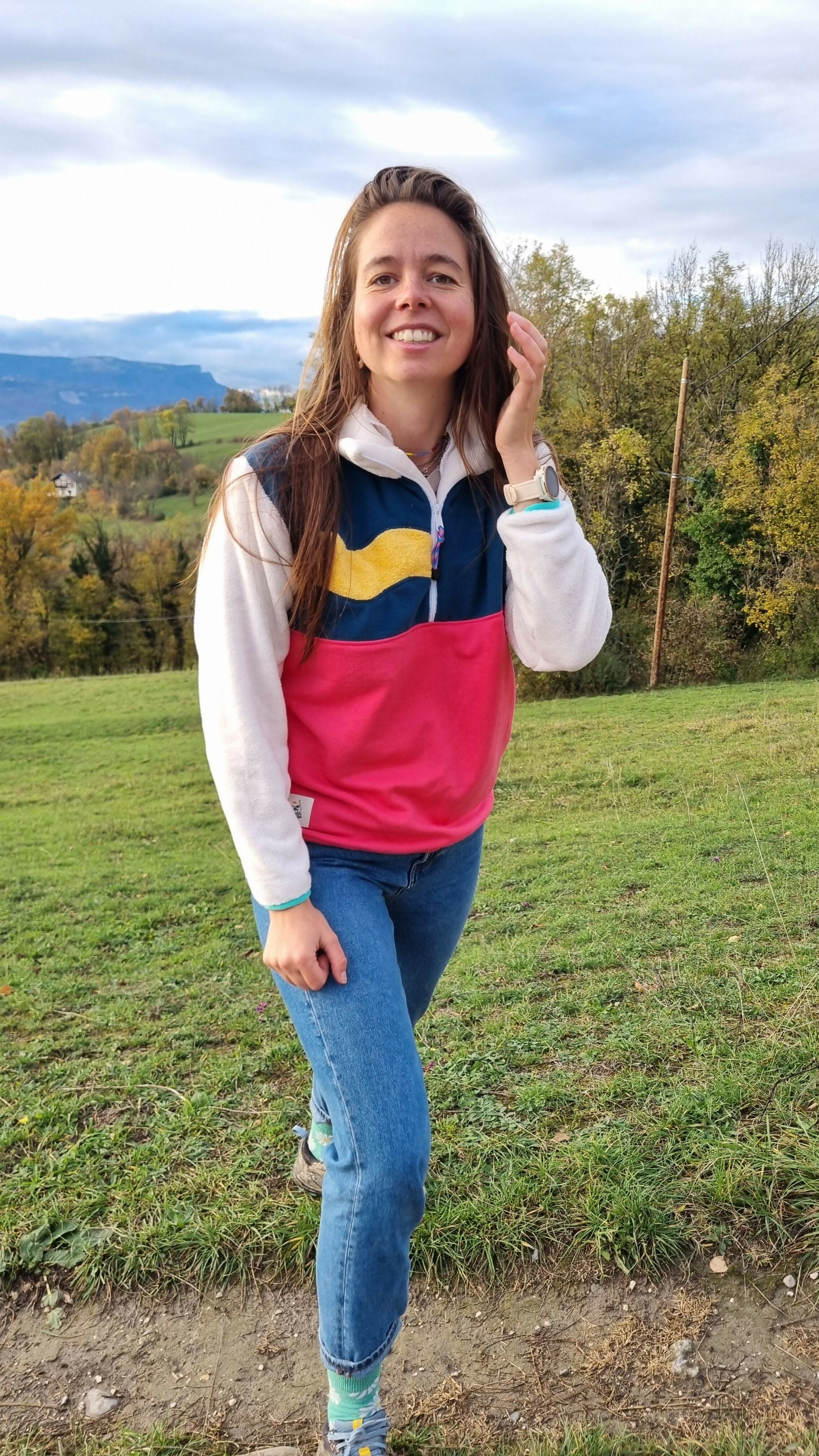 Polaire rose, bleu, jaune