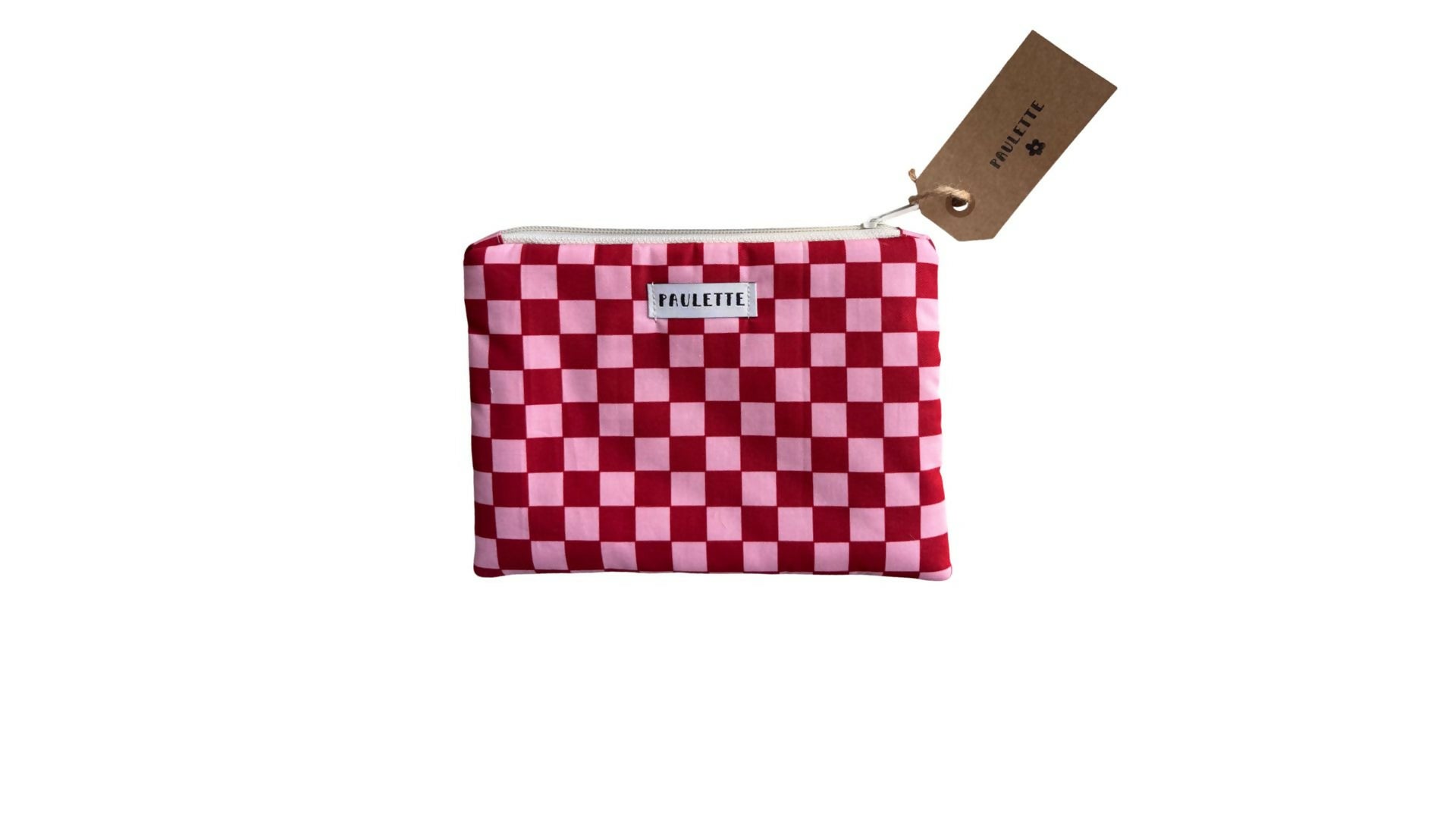 Petite pochette - damier rose et rouge