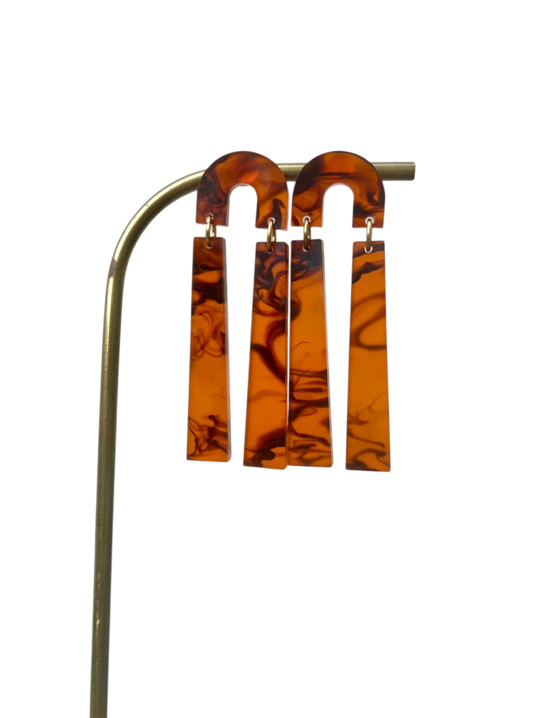 Boucles d'oreilles marbré marron