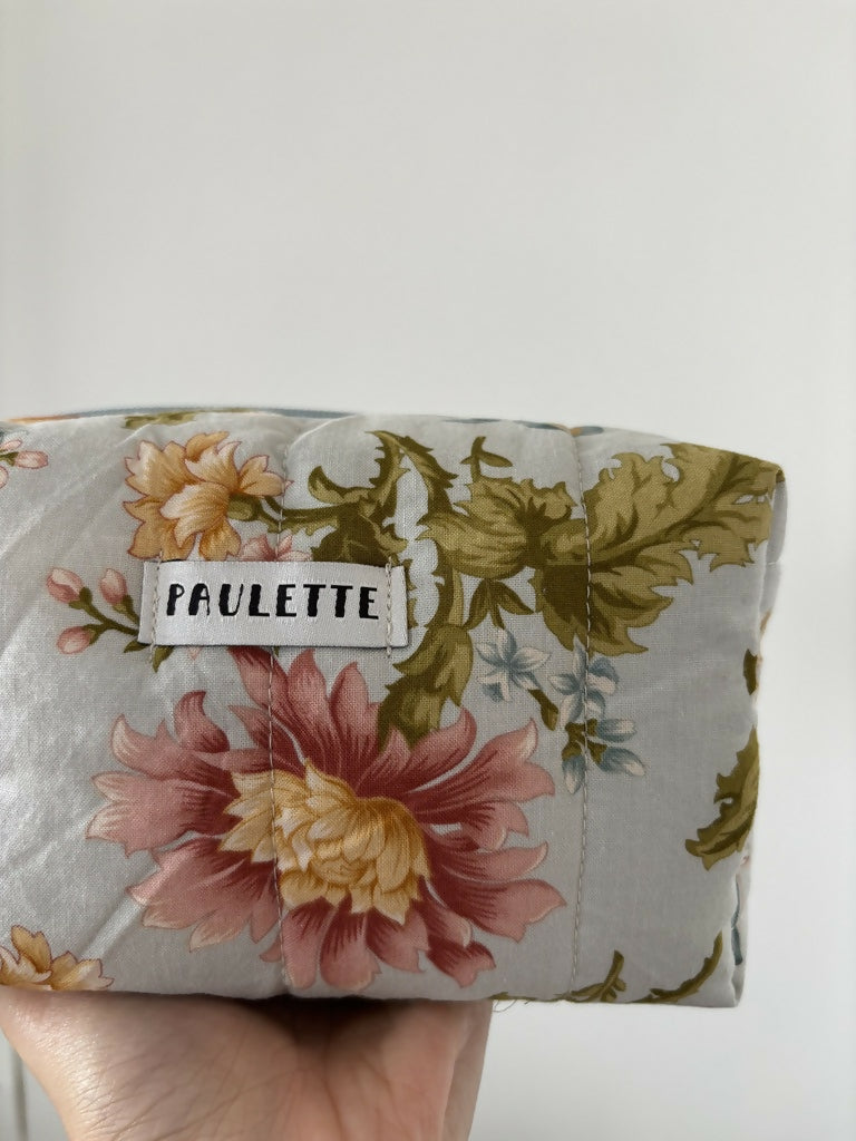 Trousse de toilette tissu vintage - pièce unique upcyclée