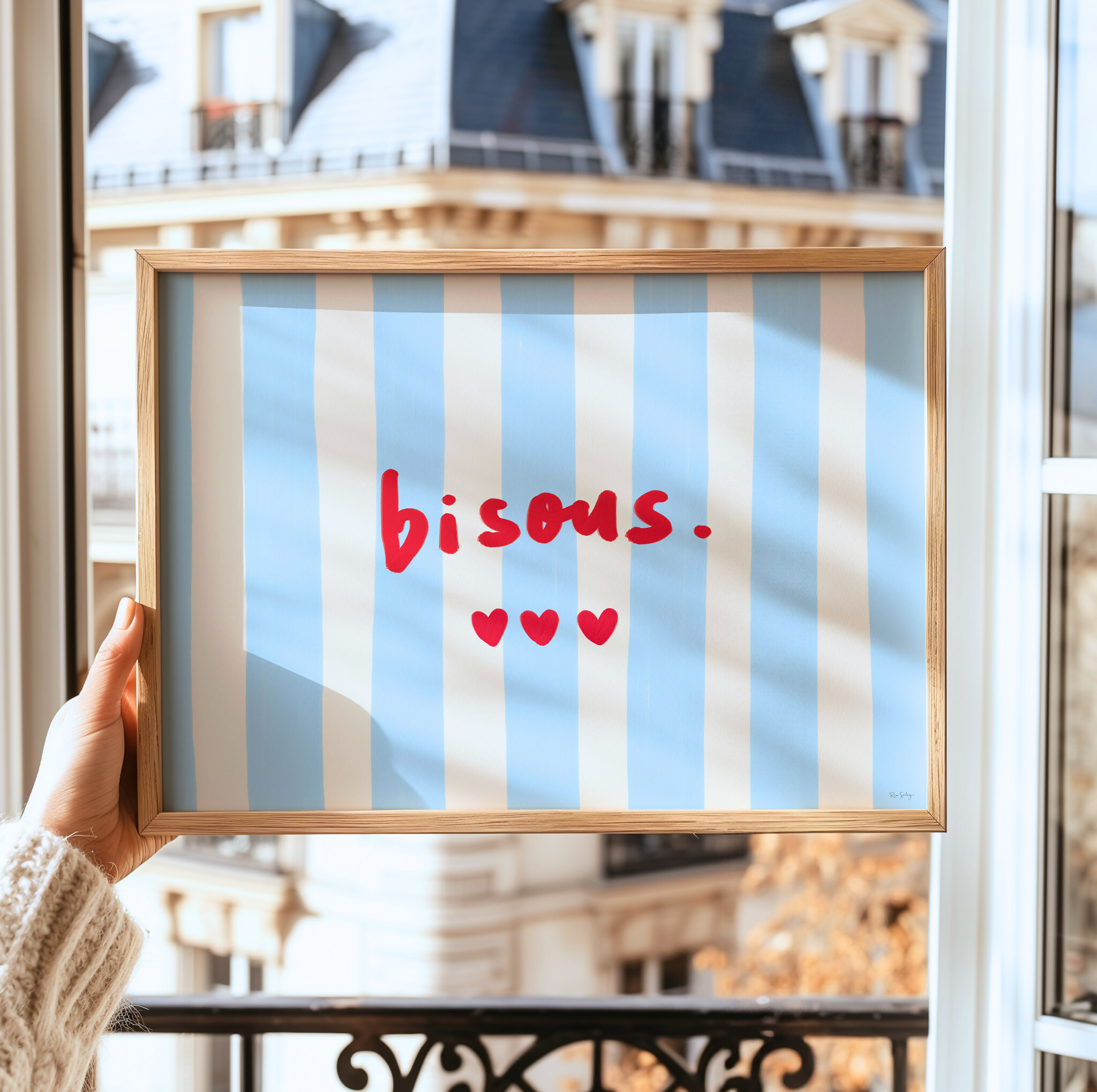 Affiche « Bisous » (bleu)