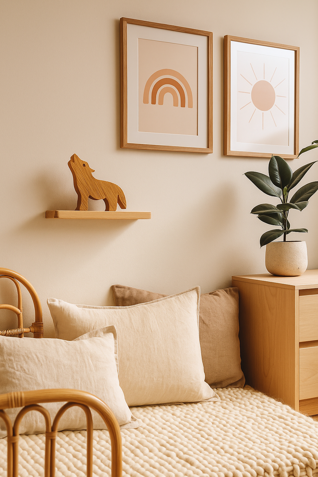 Loup décoratif en bois et cuir