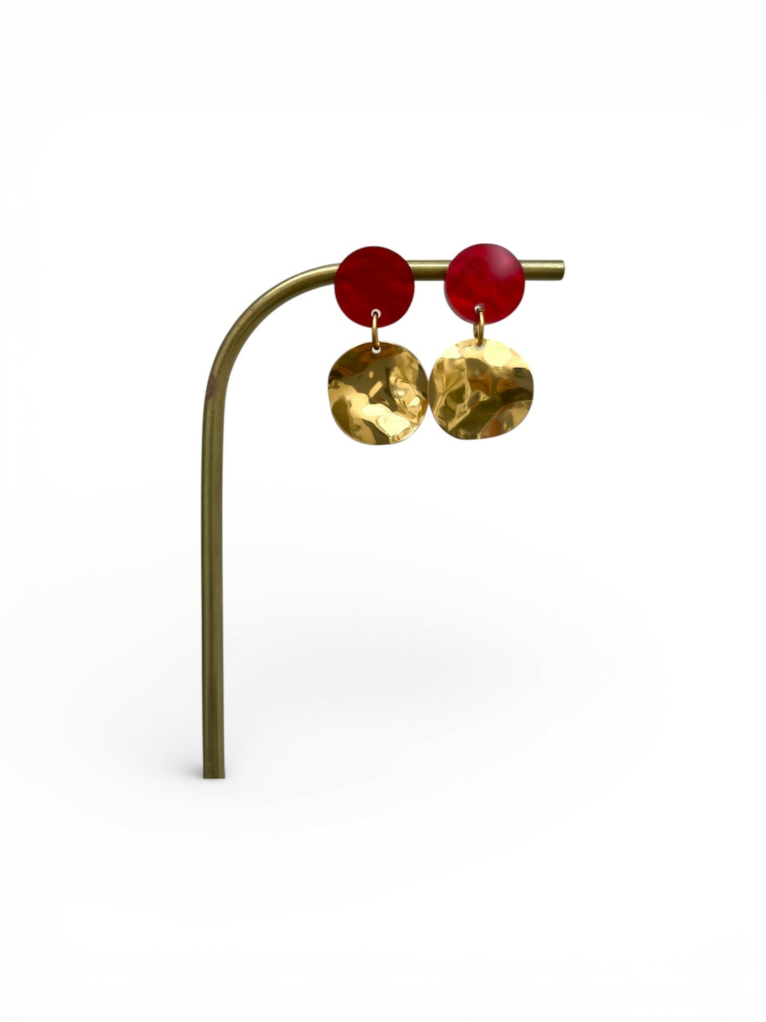 Boucle d'oreille marbré rouge