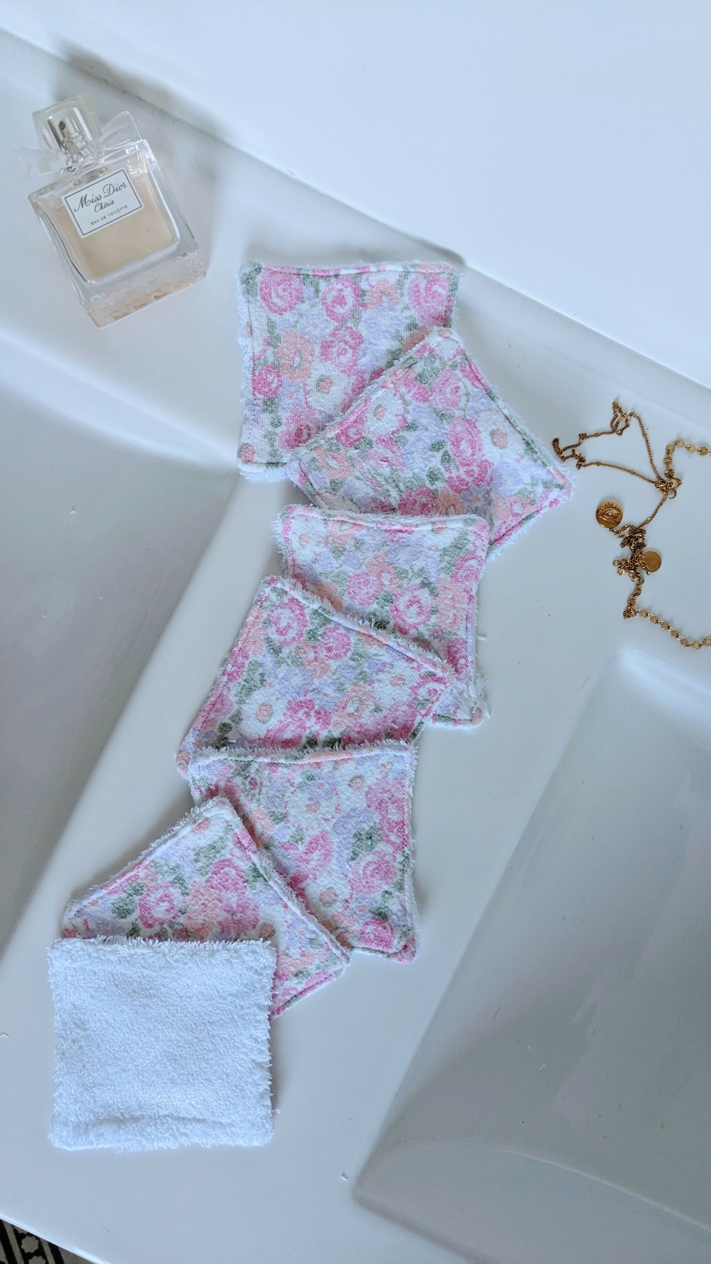 Lot de 7 lingettes lavables ROSE PASTEL