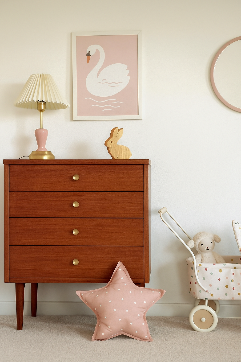 Lapin décoratif en bois et cuir