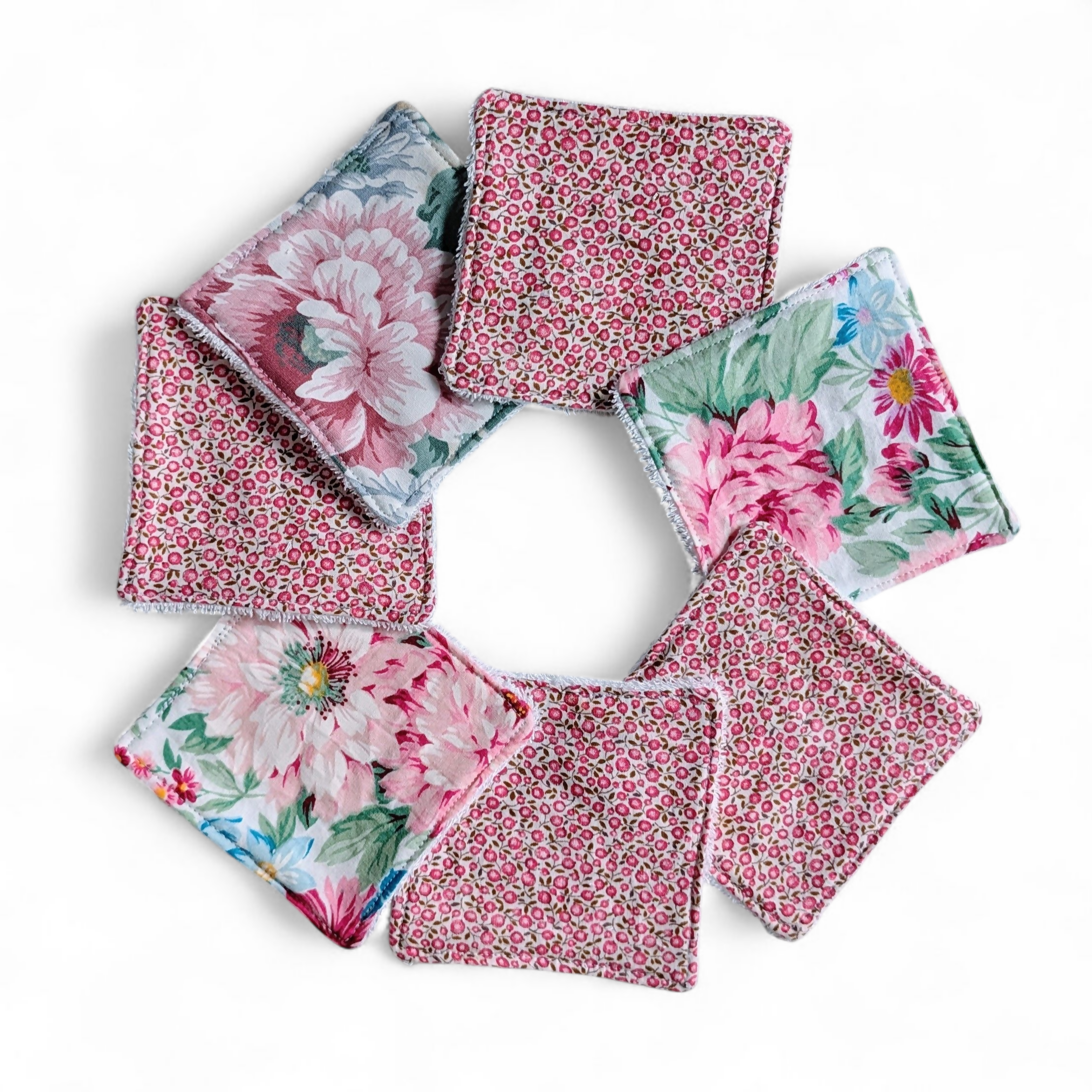 Lot de 7 lingettes lavables ROSE FLEURI