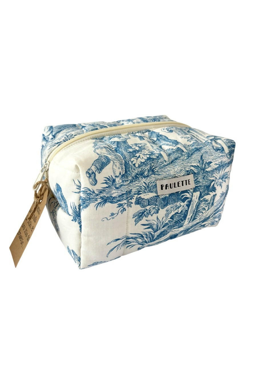 Trousse de toilette toile de jouy - pièce unique upcyclée