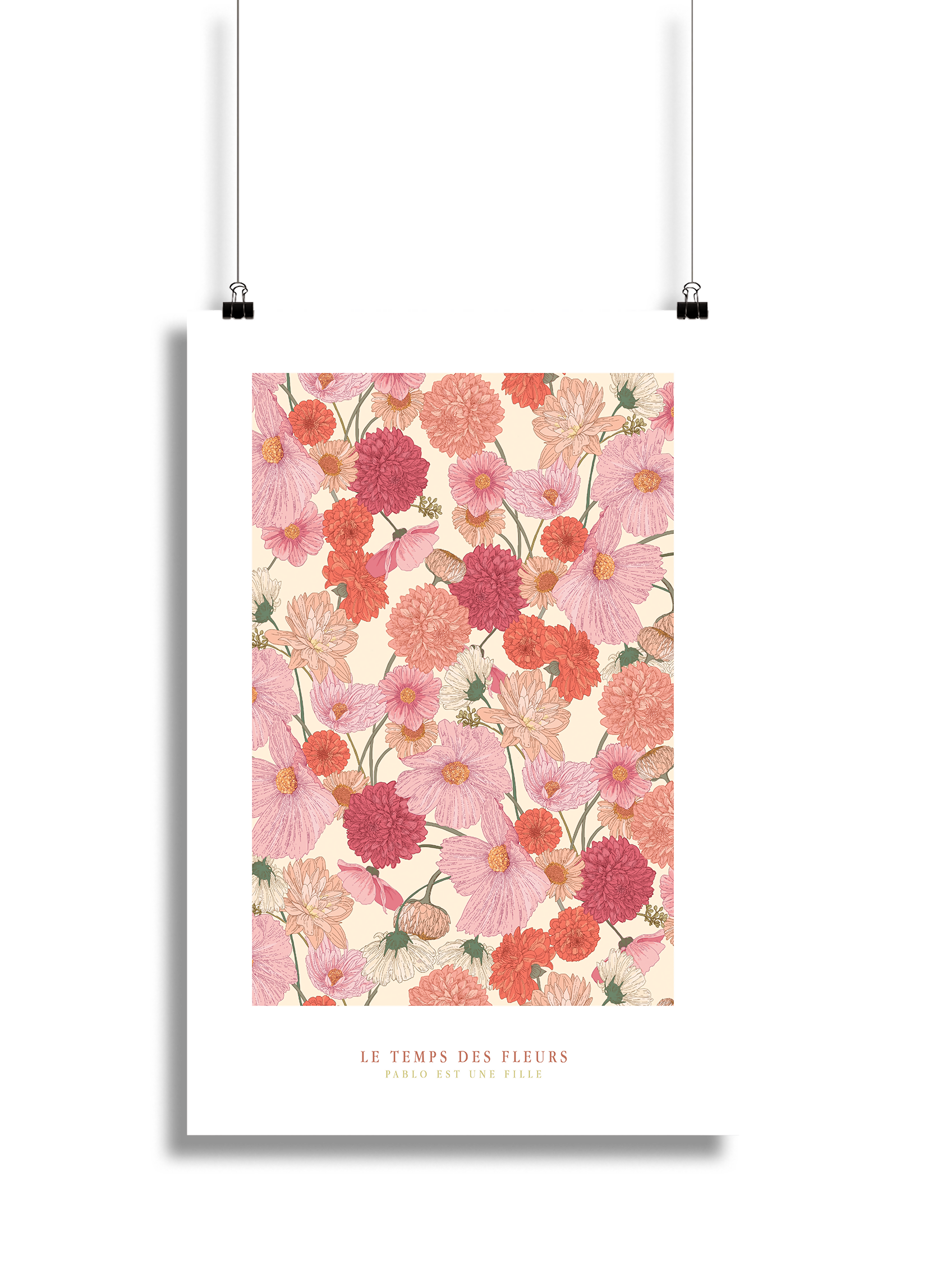 Fleurs Roses 20x30 suspendu
