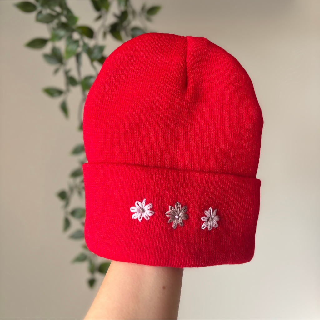 Bonnet brodé fleurs