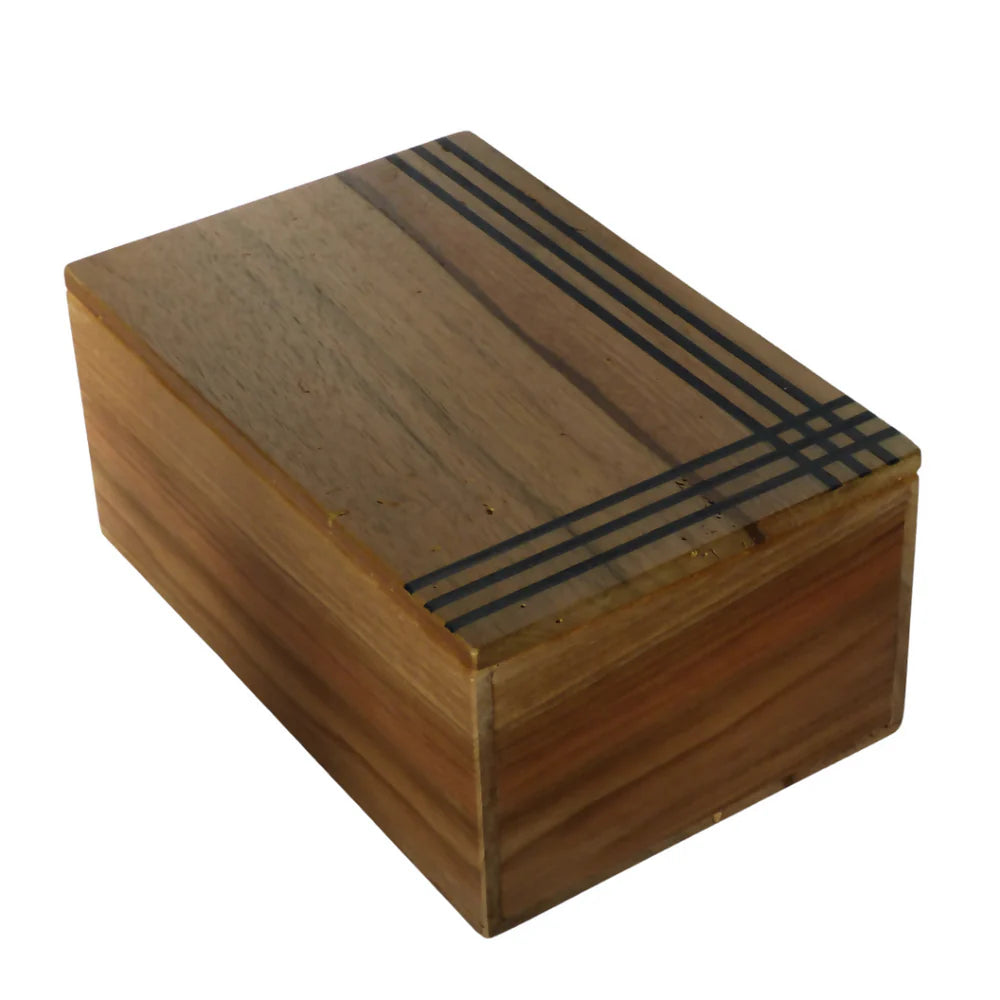 Boite en bois massif incrustée - Filet