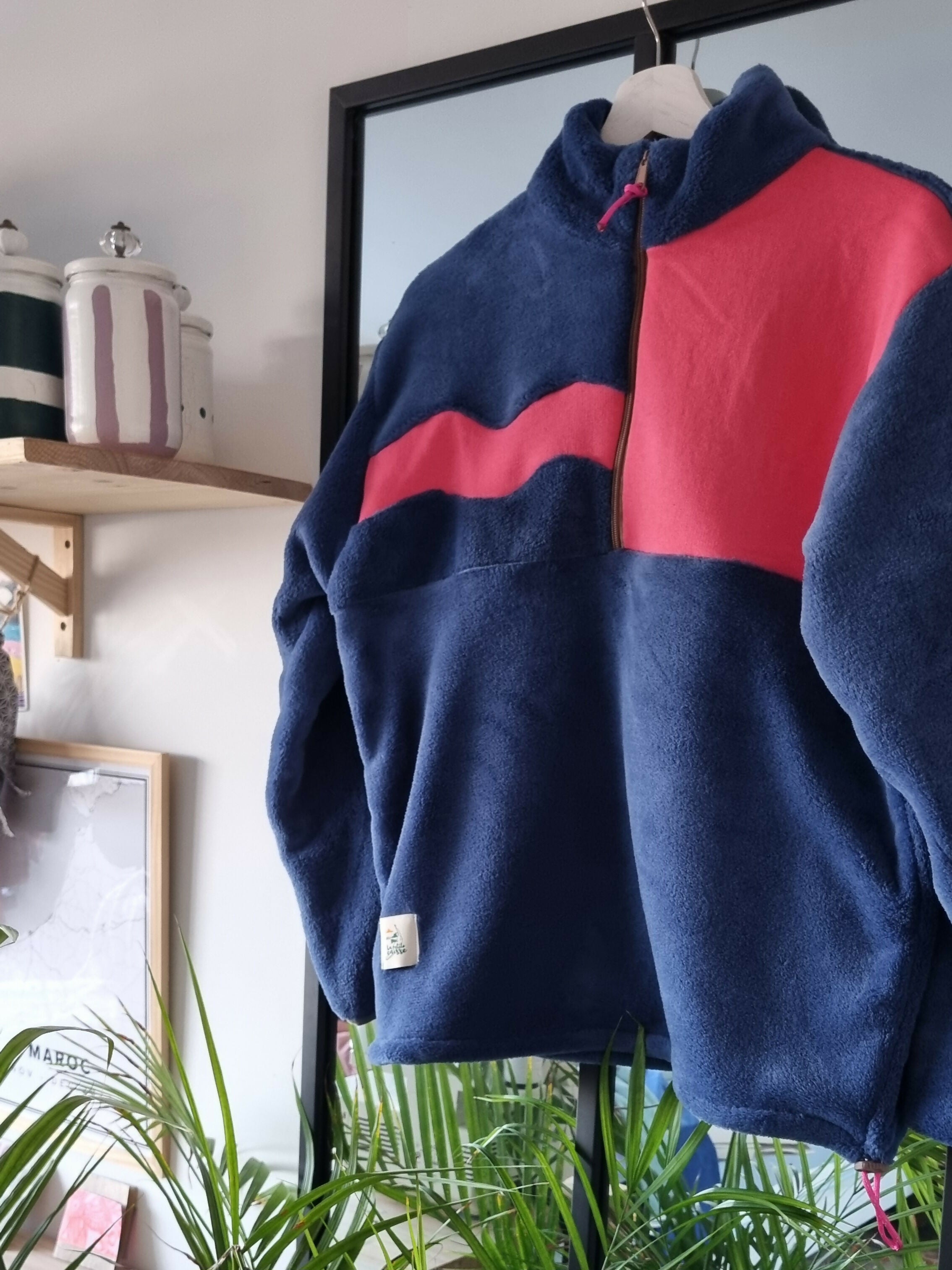 Polaire bleu et rose