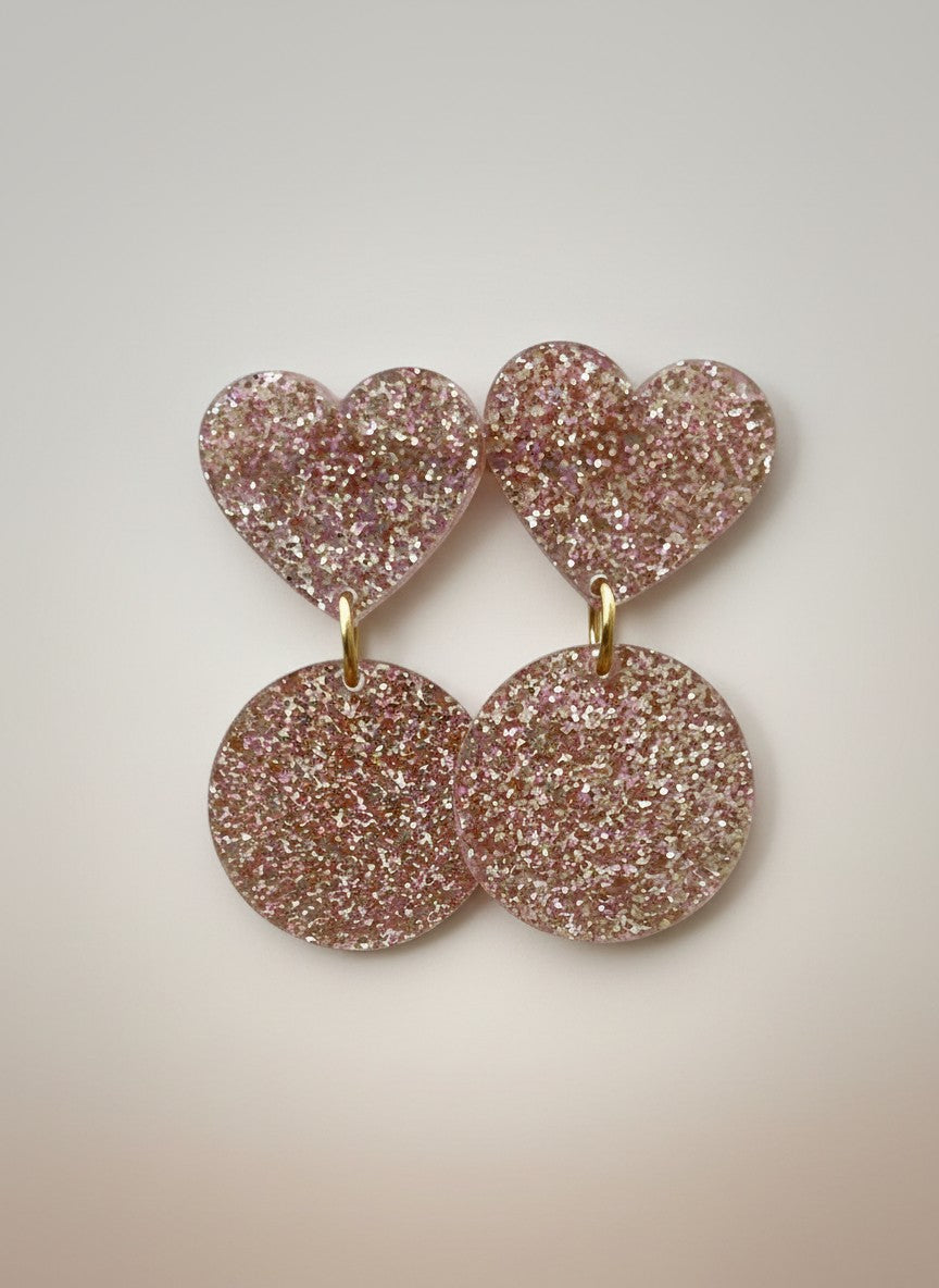 Boucles d'oreilles rose gold paillettes