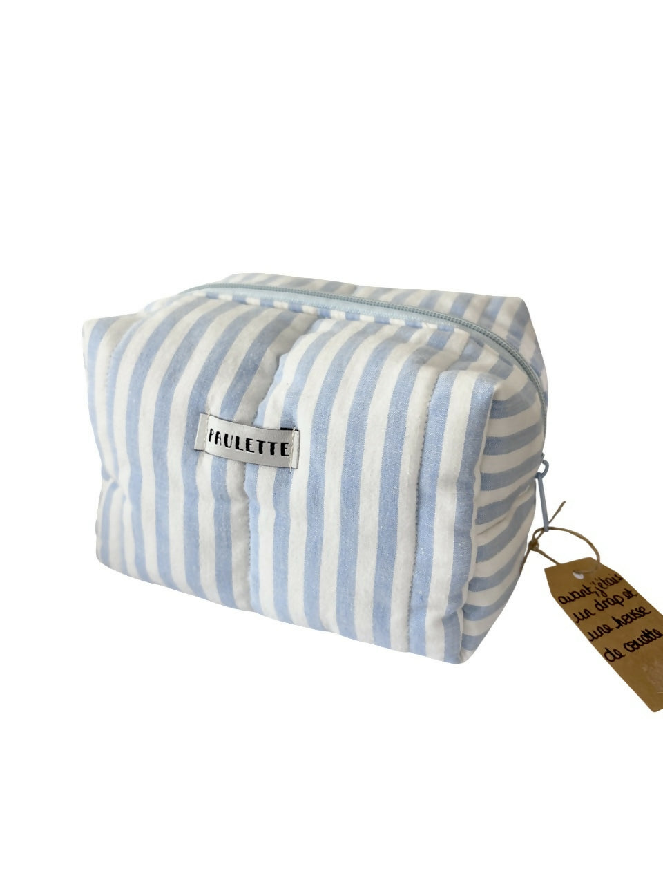 Trousse de toilette à rayures bleu - pièce unique upcyclée