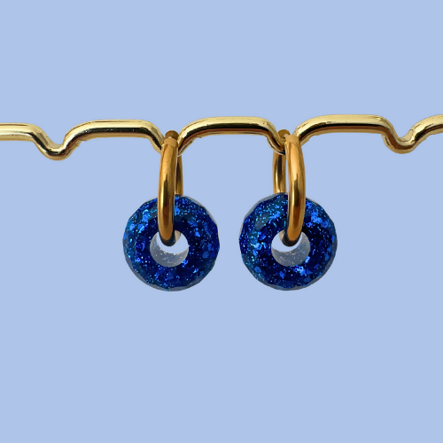 Boucles d'oreilles à paillettes - Boules - Bleu Marrakech