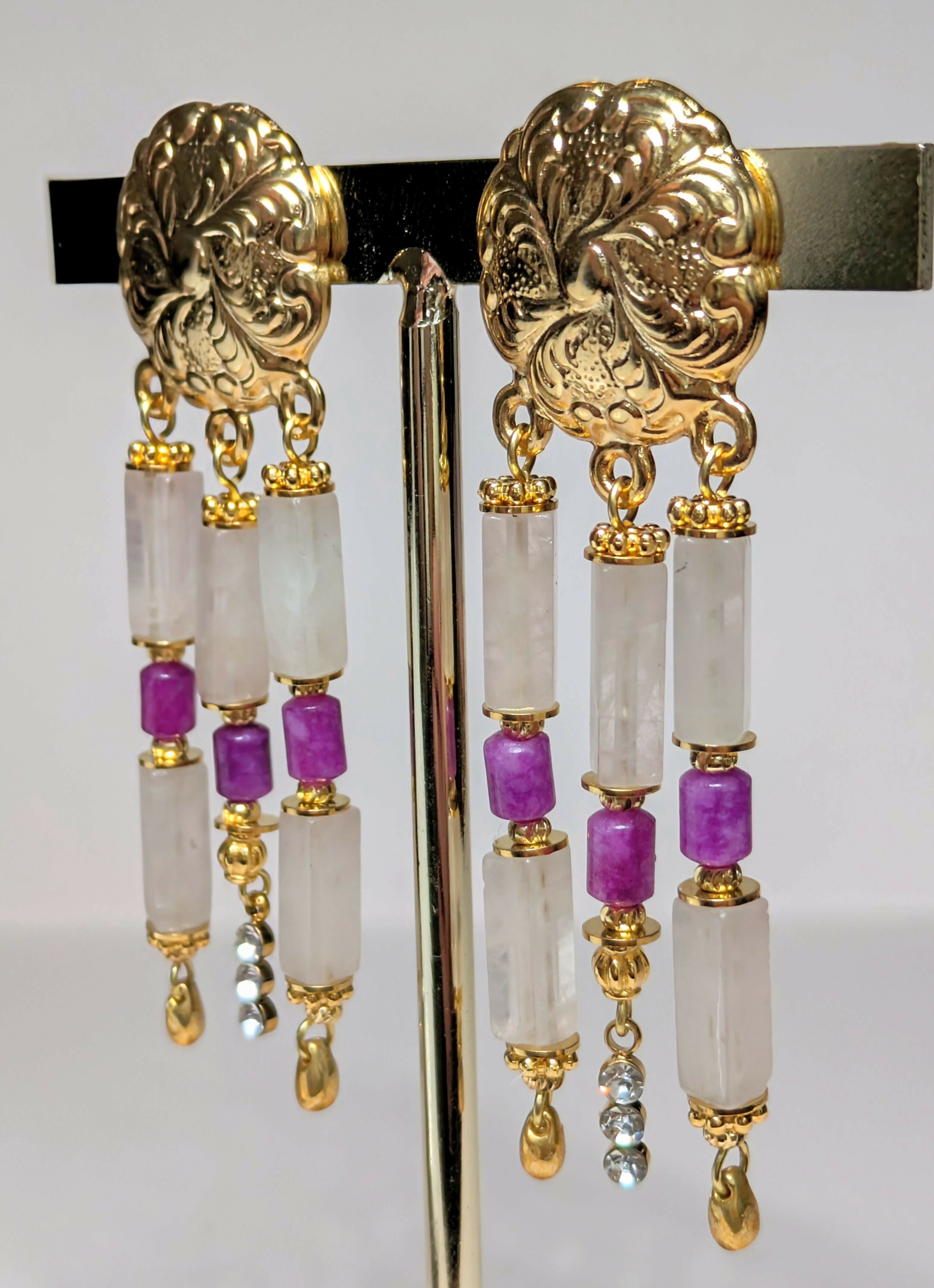 Boucles d'oreilles Esmée quartz rose