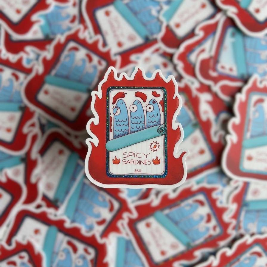 Spicy sardines 🔥 - Sticker glitter
