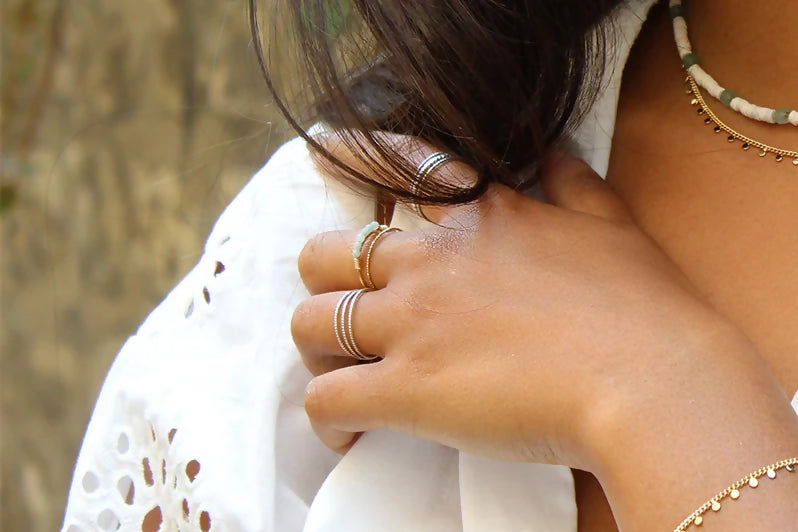 bague plaqué or Daman labradorite