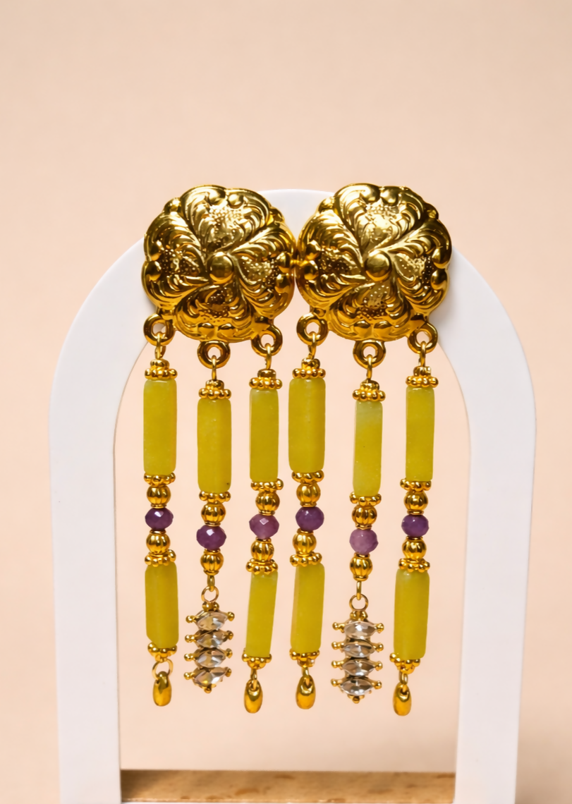 Boucles d'oreilles Esmée - jade citron
