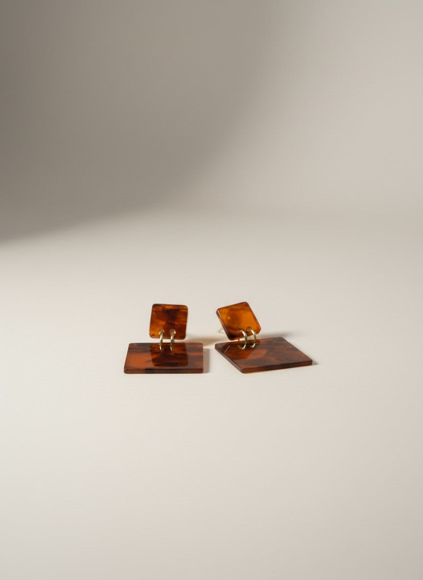 Boucles d'oreille marbré marron