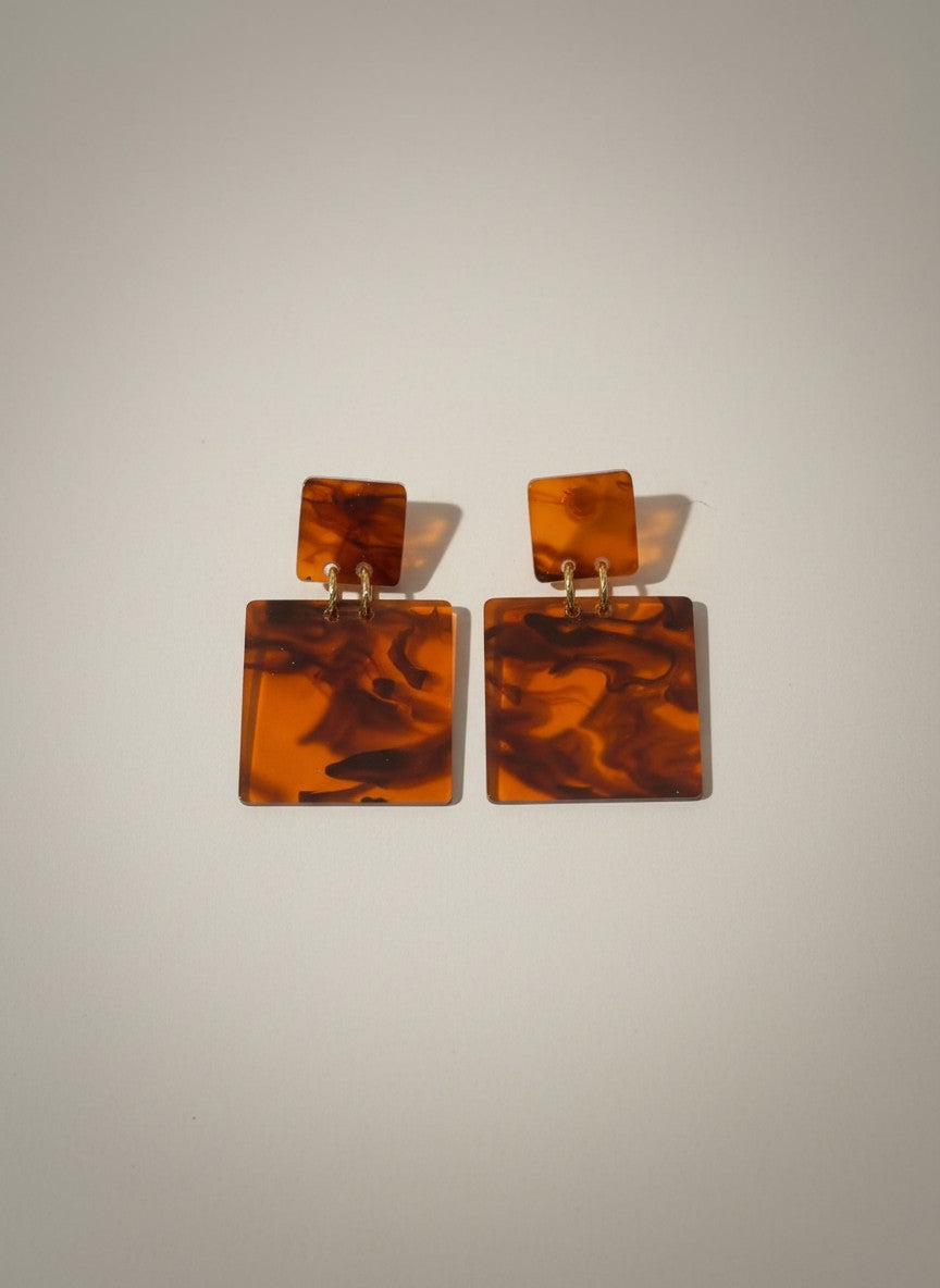 Boucles d'oreille marbré marron