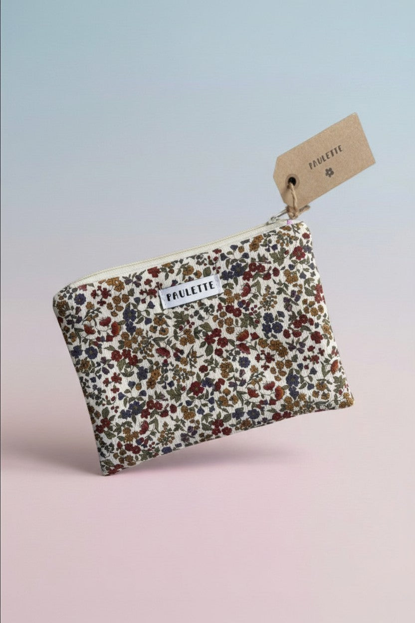 Petite pochette - velours côtelé fleuri