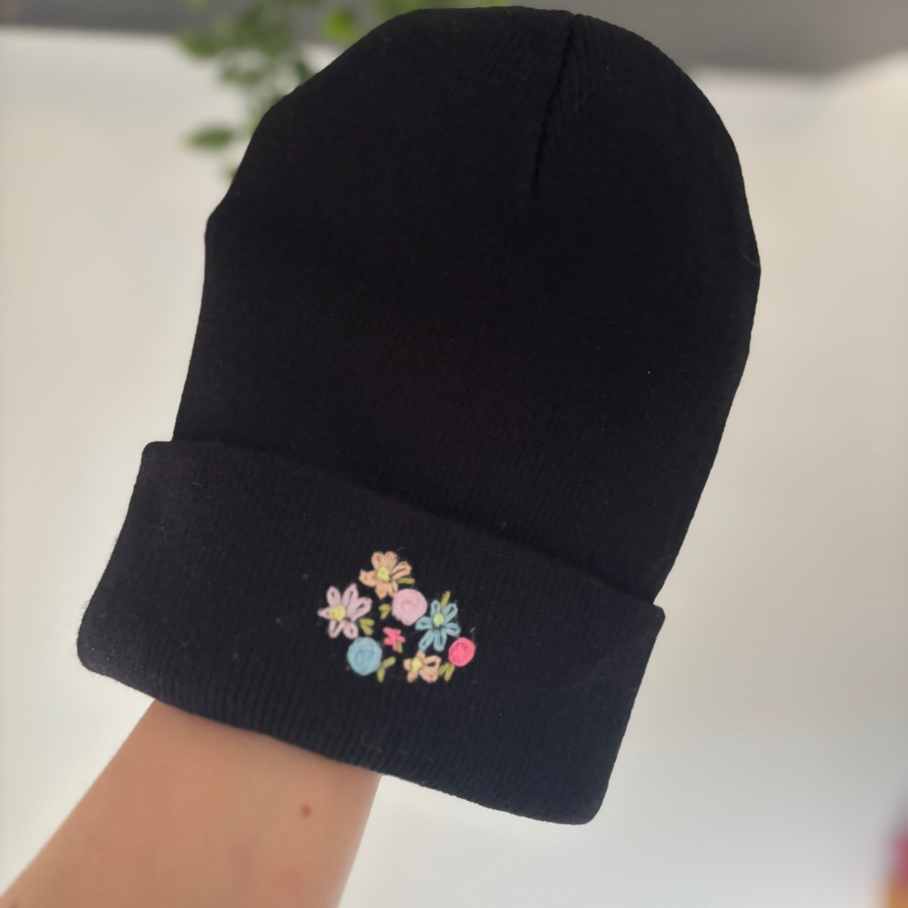 Bonnet brodé fleurs