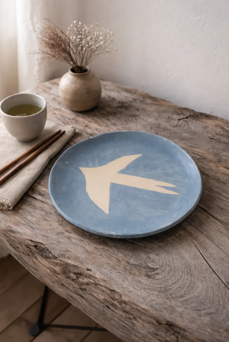 Assiette blue bird