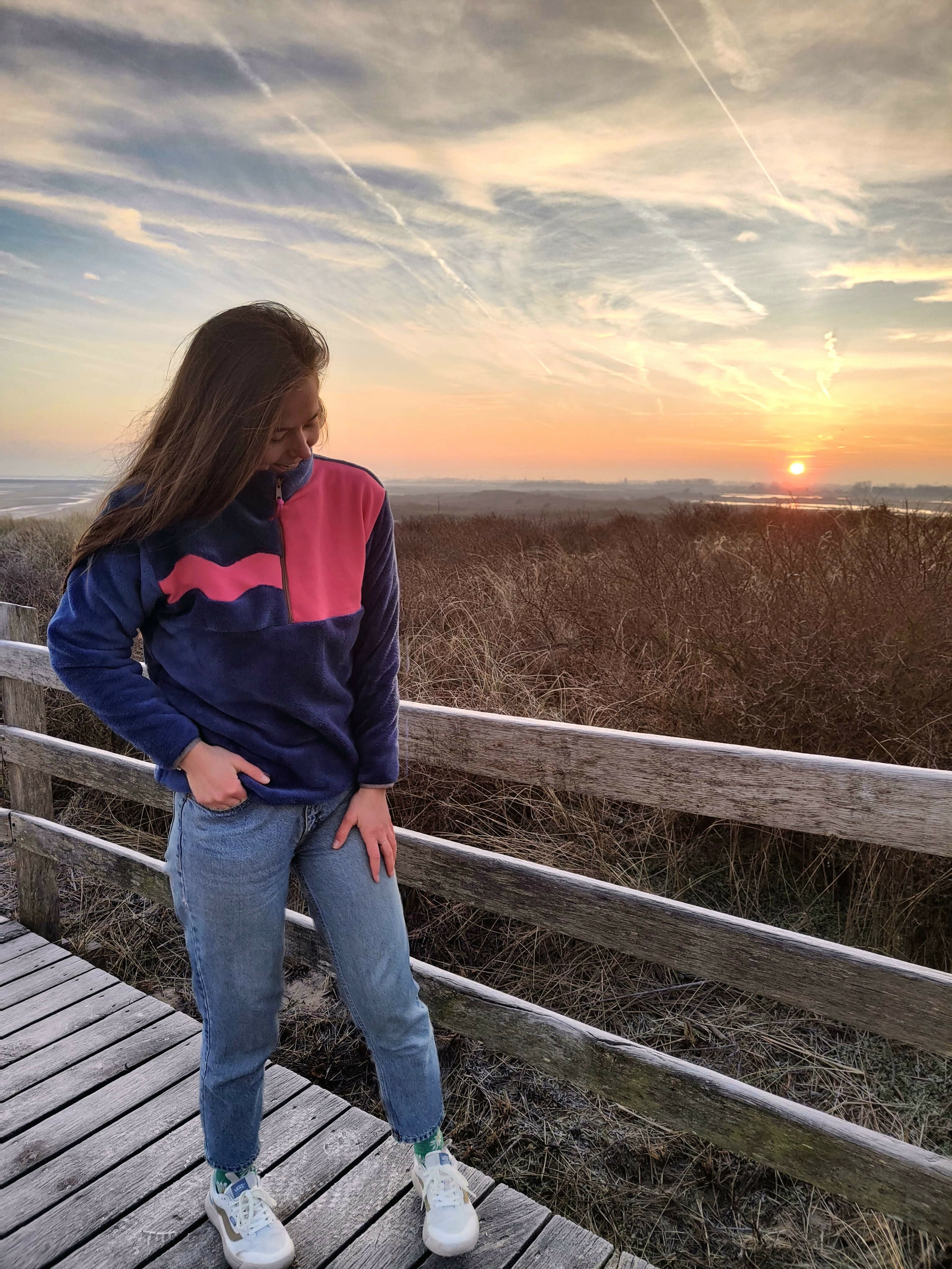 Polaire bleu et rose