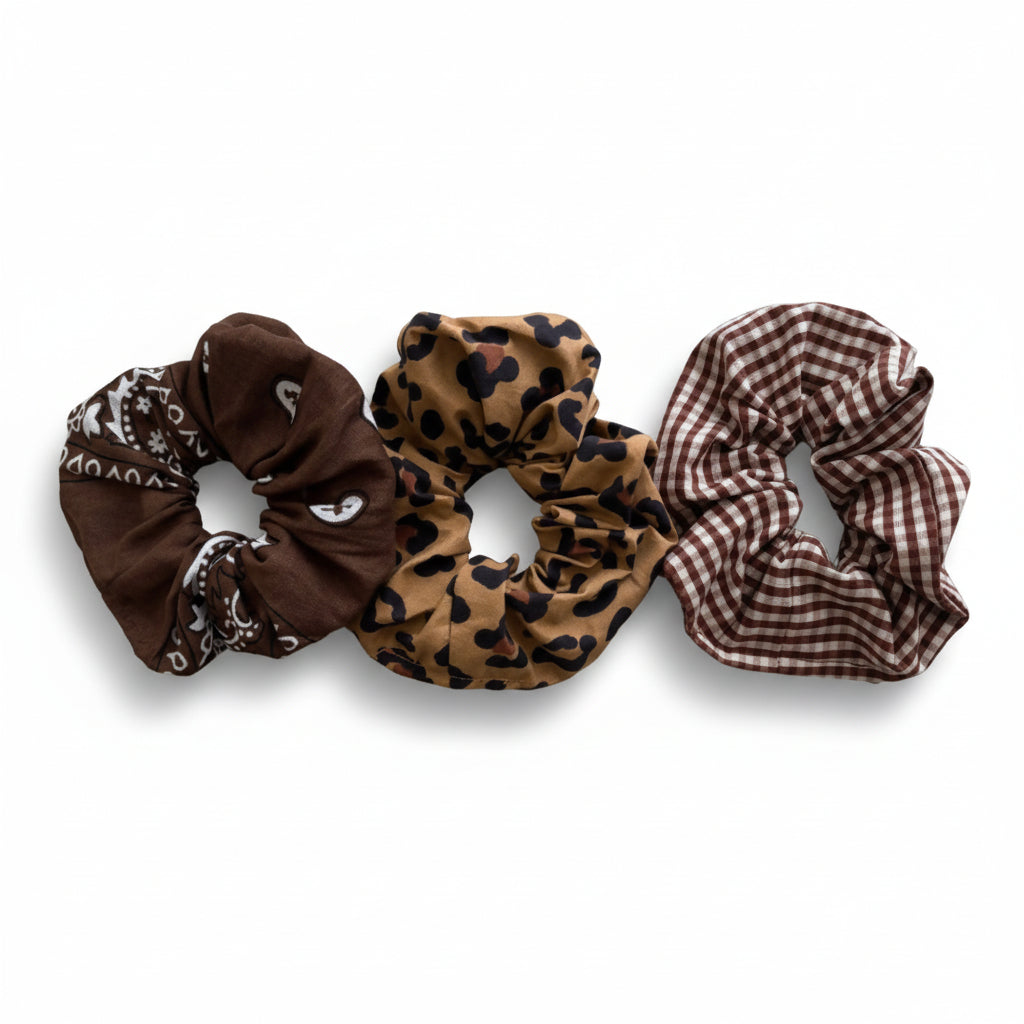 Lot de 3 chouchous marrons