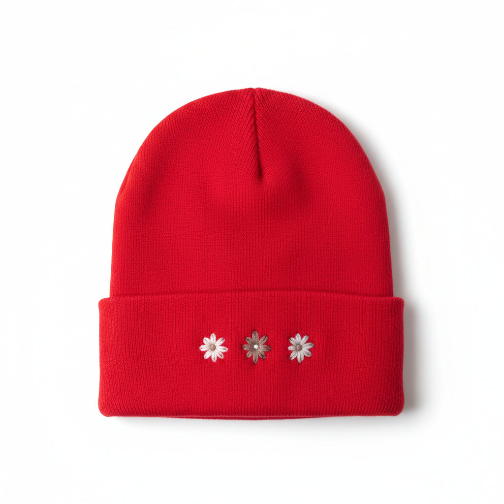 Bonnet brodé fleurs