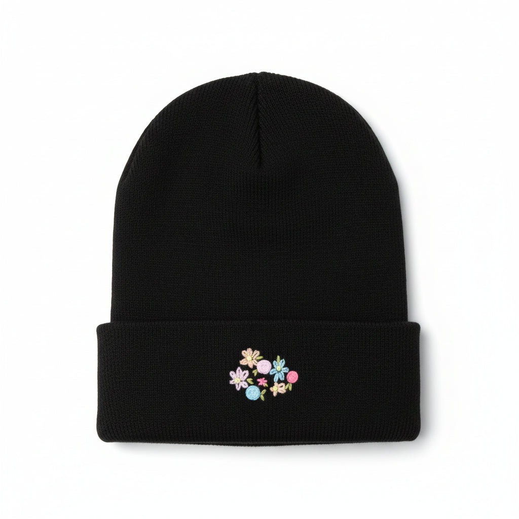 Bonnet brodé fleurs
