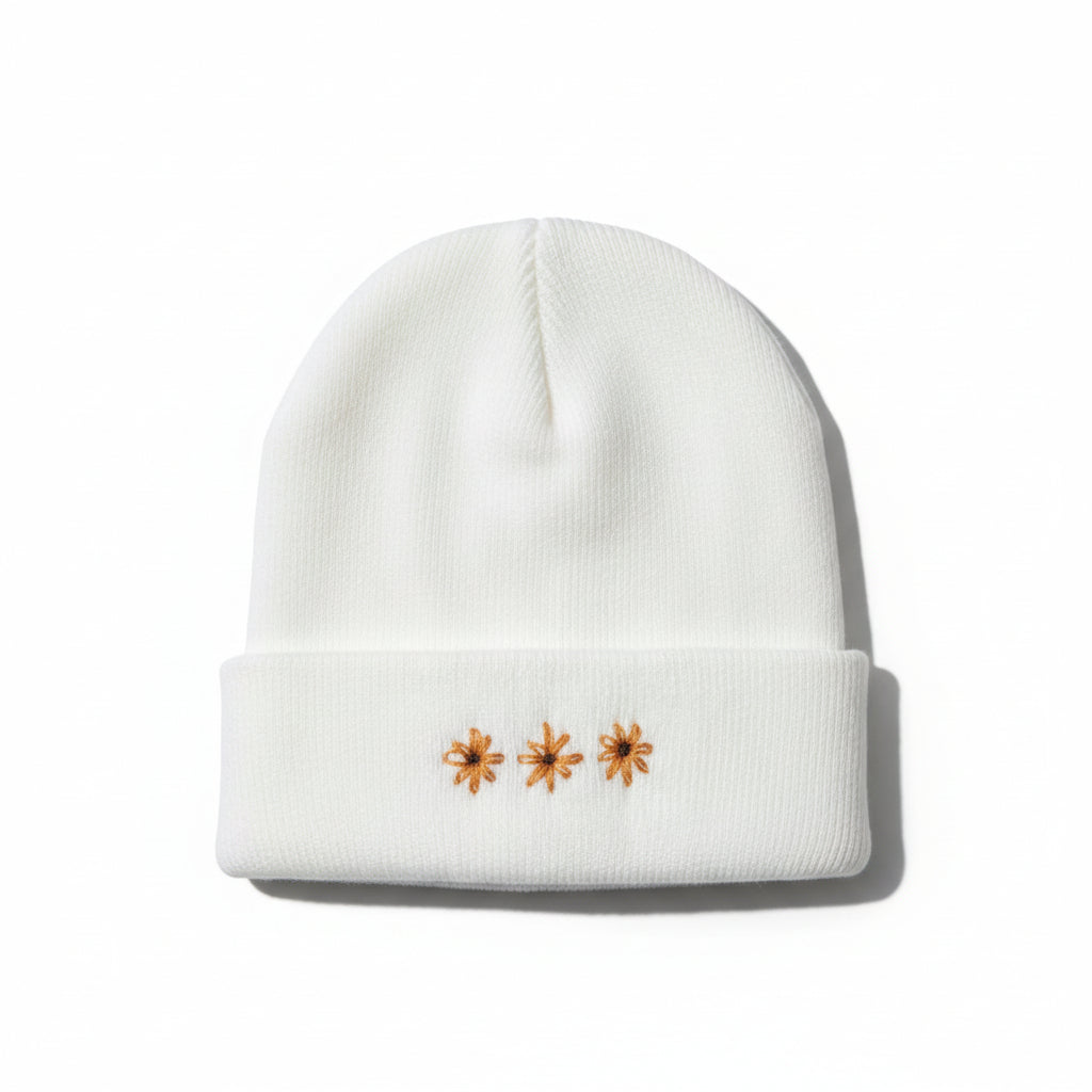 Bonnet brodé tournesol