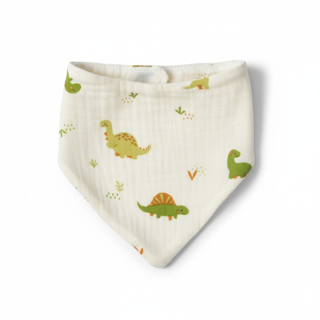 Bavoir dinos crème