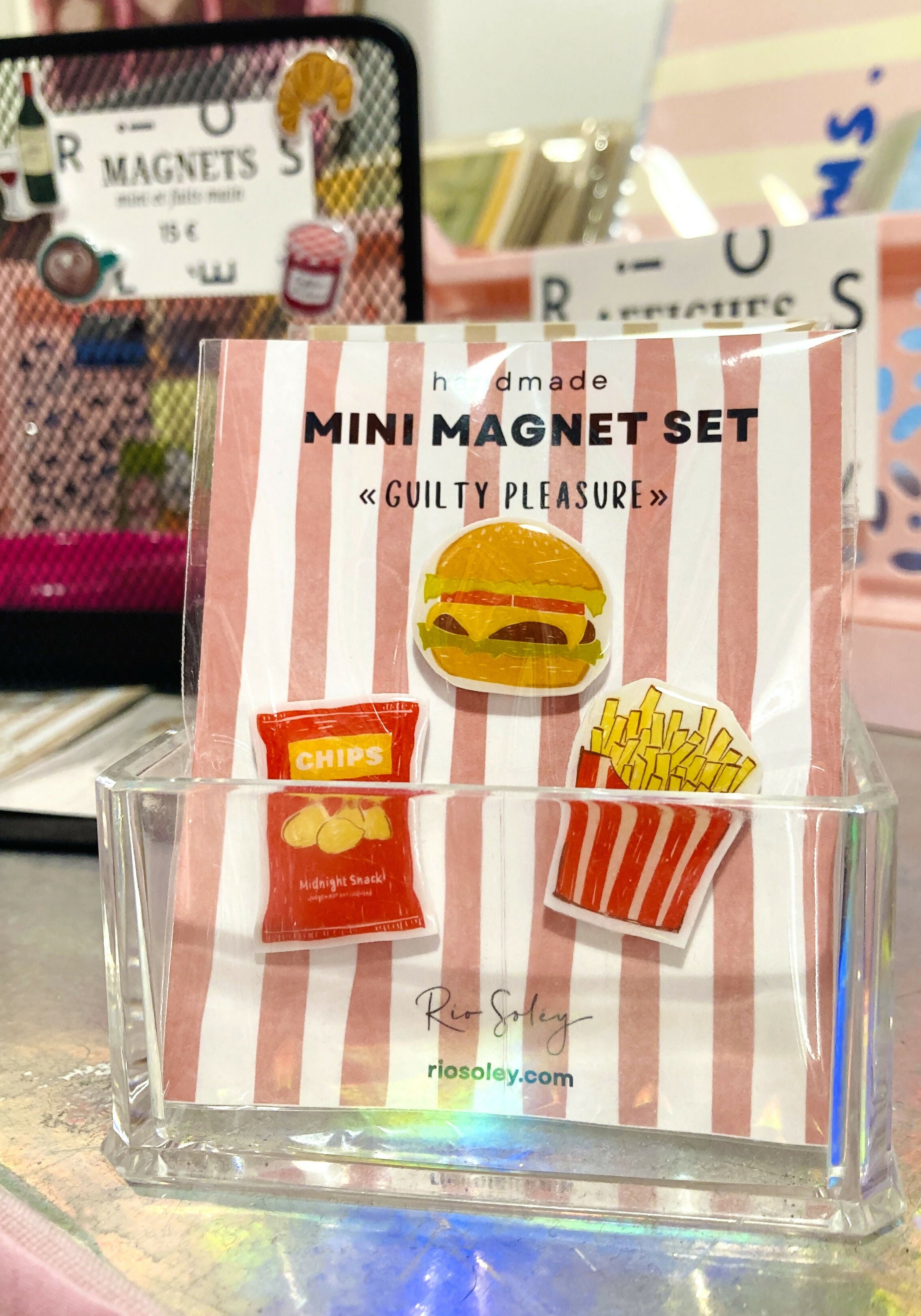 Set de mini-magnets faits main – Guilty Pleasure (chips, burger & frites)