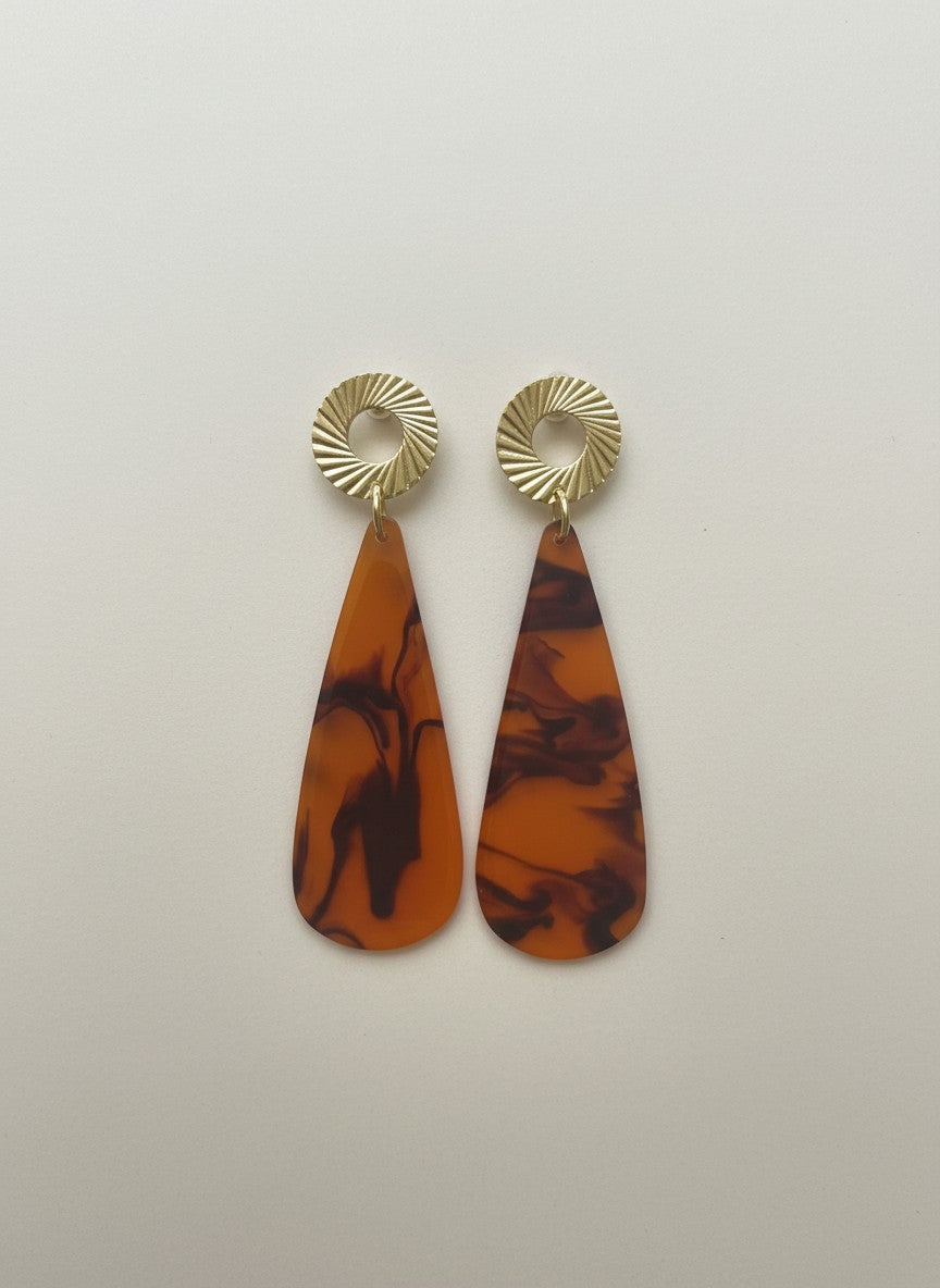 Boucles d'oreilles marbré marron
