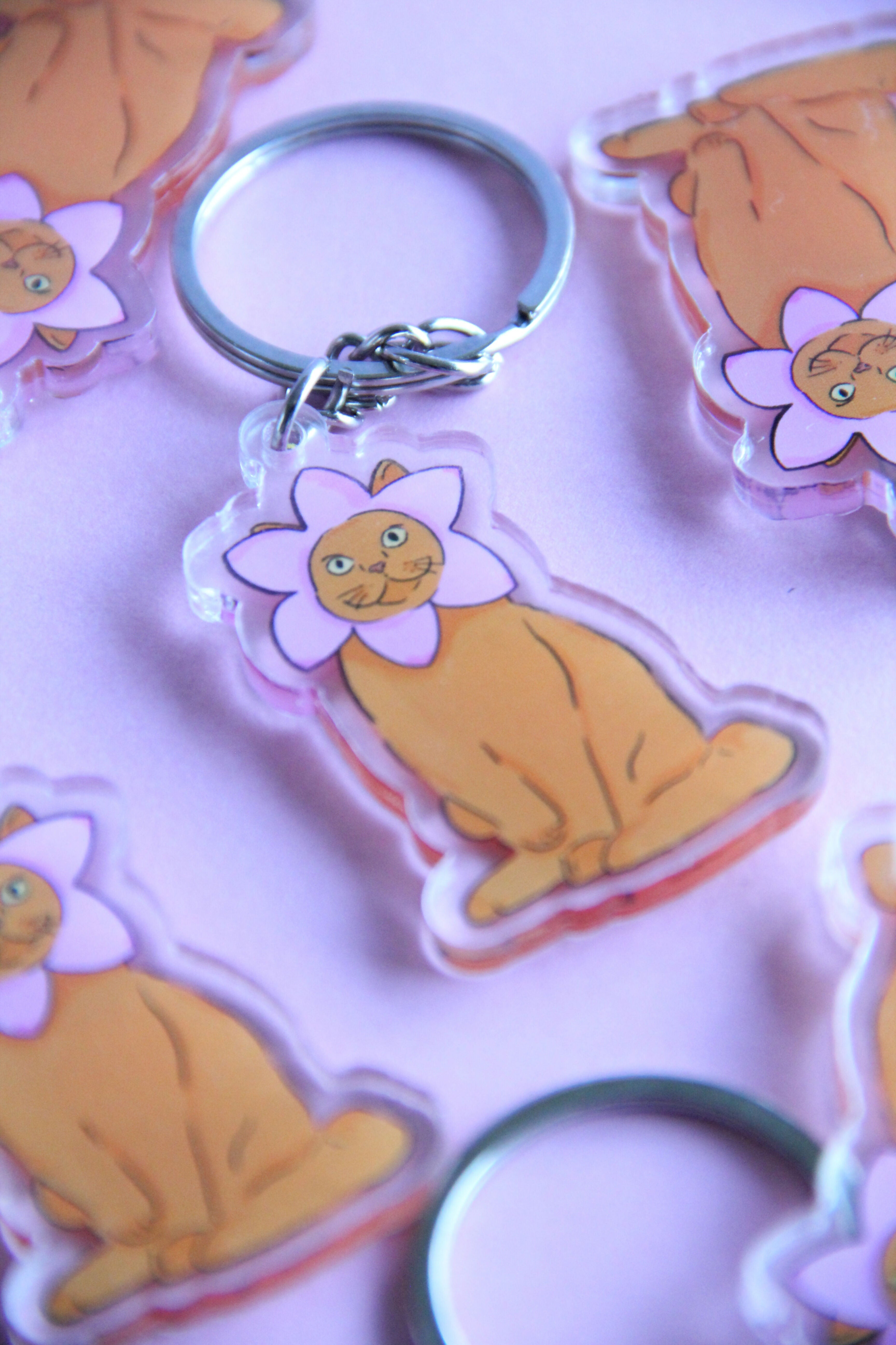 Porte-clés Acryliques « Chat fleur »