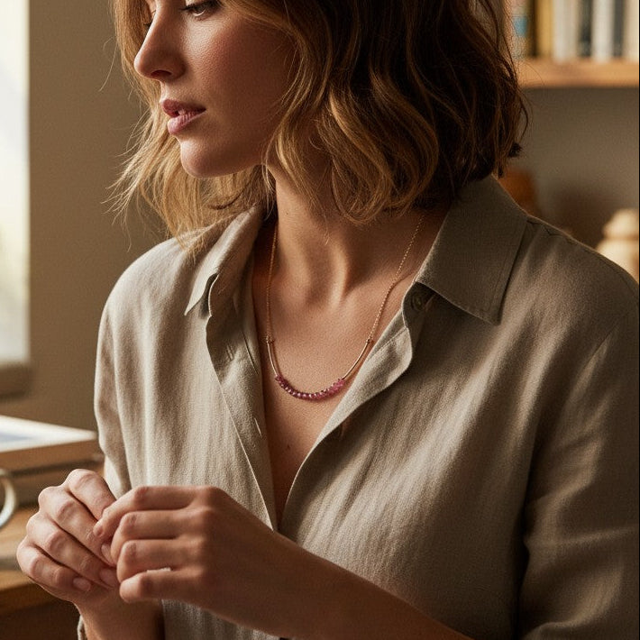 Collier NAOMIE - Tourmaline rose