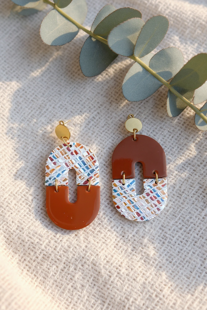 Boucles d’oreilles Janelys en cuir & design graphique