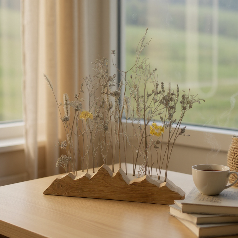 Support décoratif pour fleurs séchées silhouette "Montagnes"