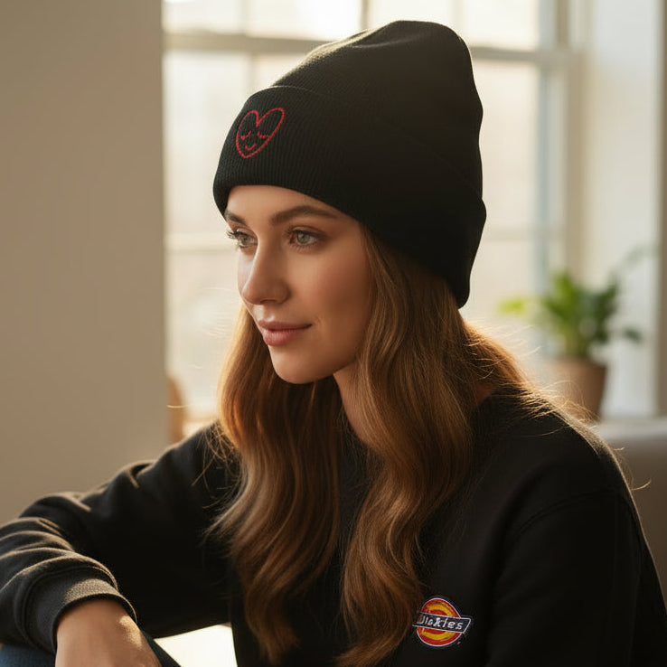 Bonnet brodé coeur