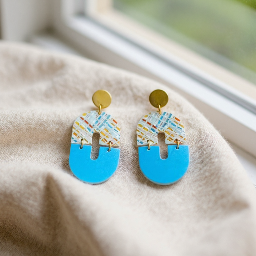 Boucles d’oreilles Janelys en cuir & design graphique