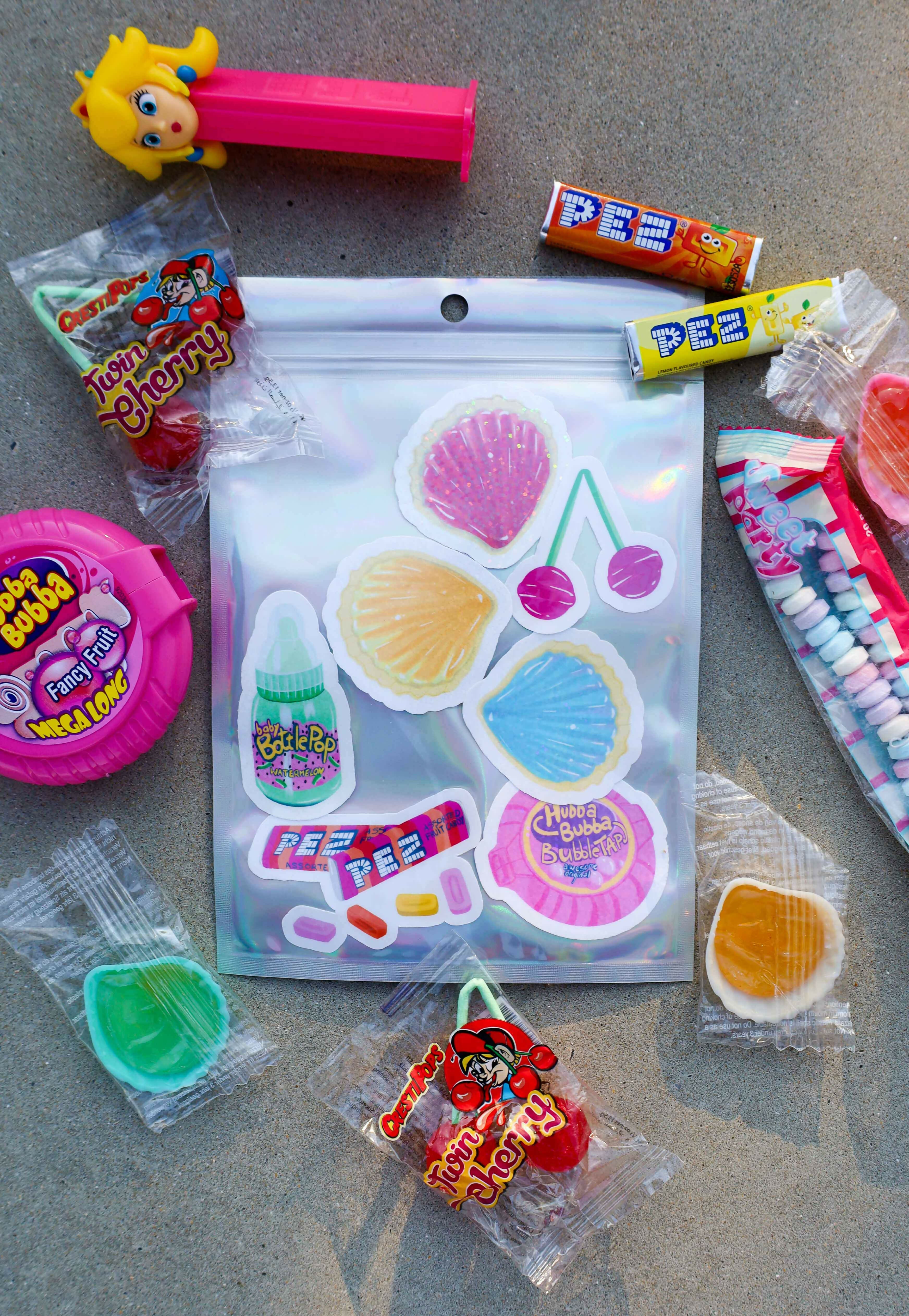 Lot de 7 stickers holographique « 90’s sweets »