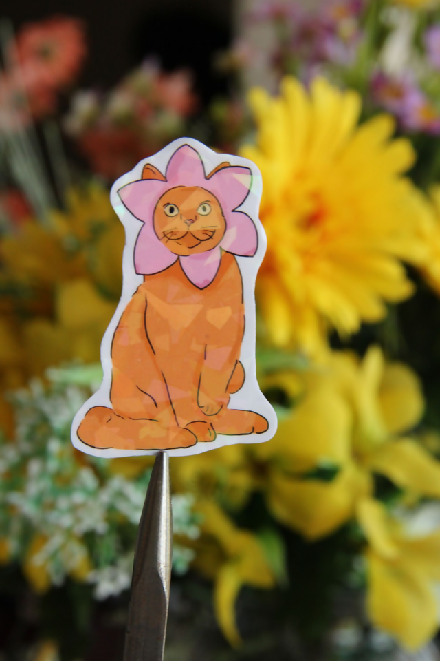 Sticker chat fleur
