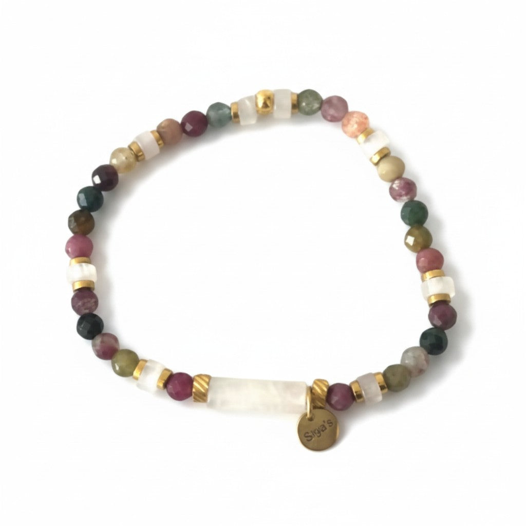 Bracelet RIYA - Quartz rose & Tourmaline multicolore