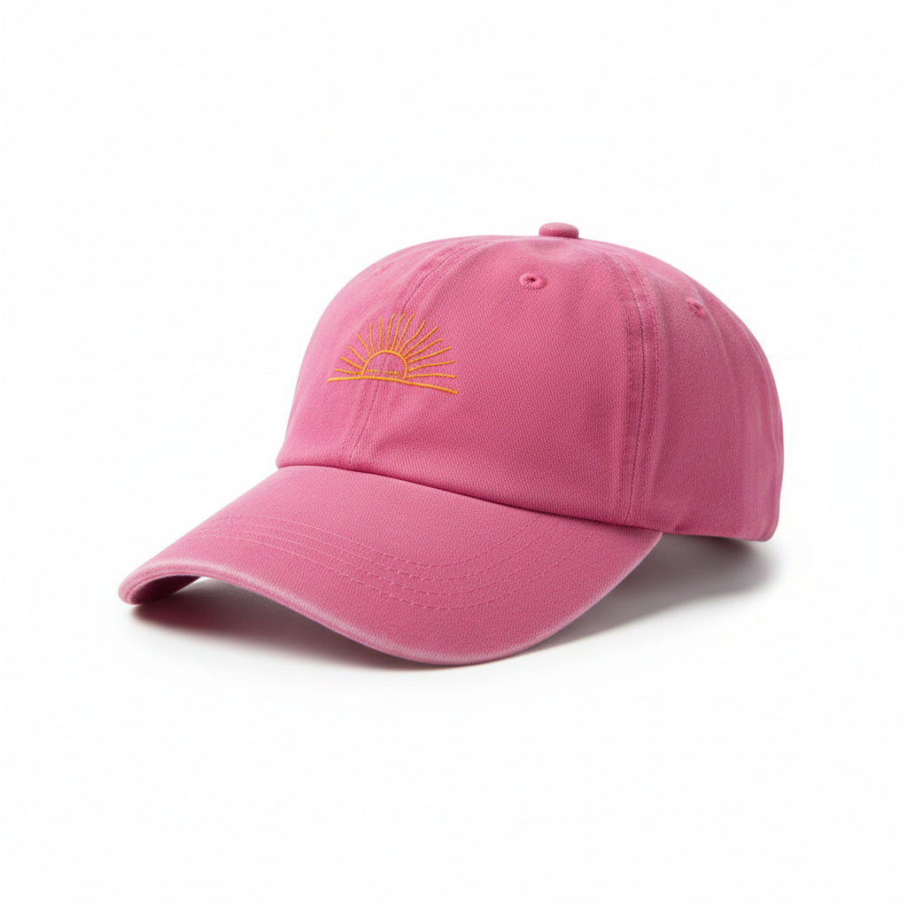 Casquette rose brodée soleil