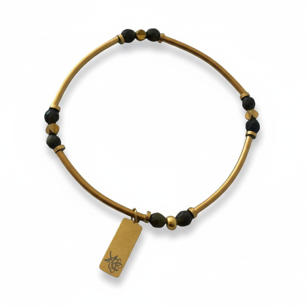Bracelet NITHYA - Obsidienne dorée