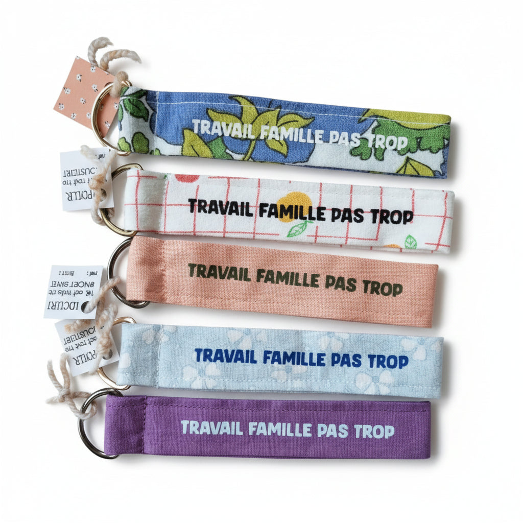 Porte-clé "Travail famille pas trop"