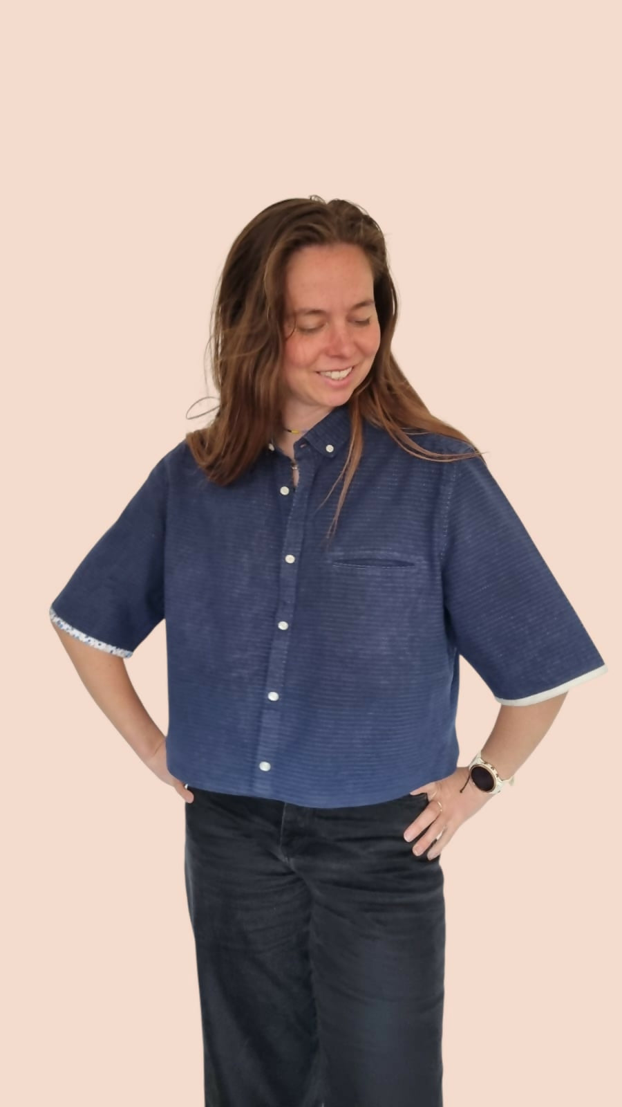Chemise upcyclée bleue