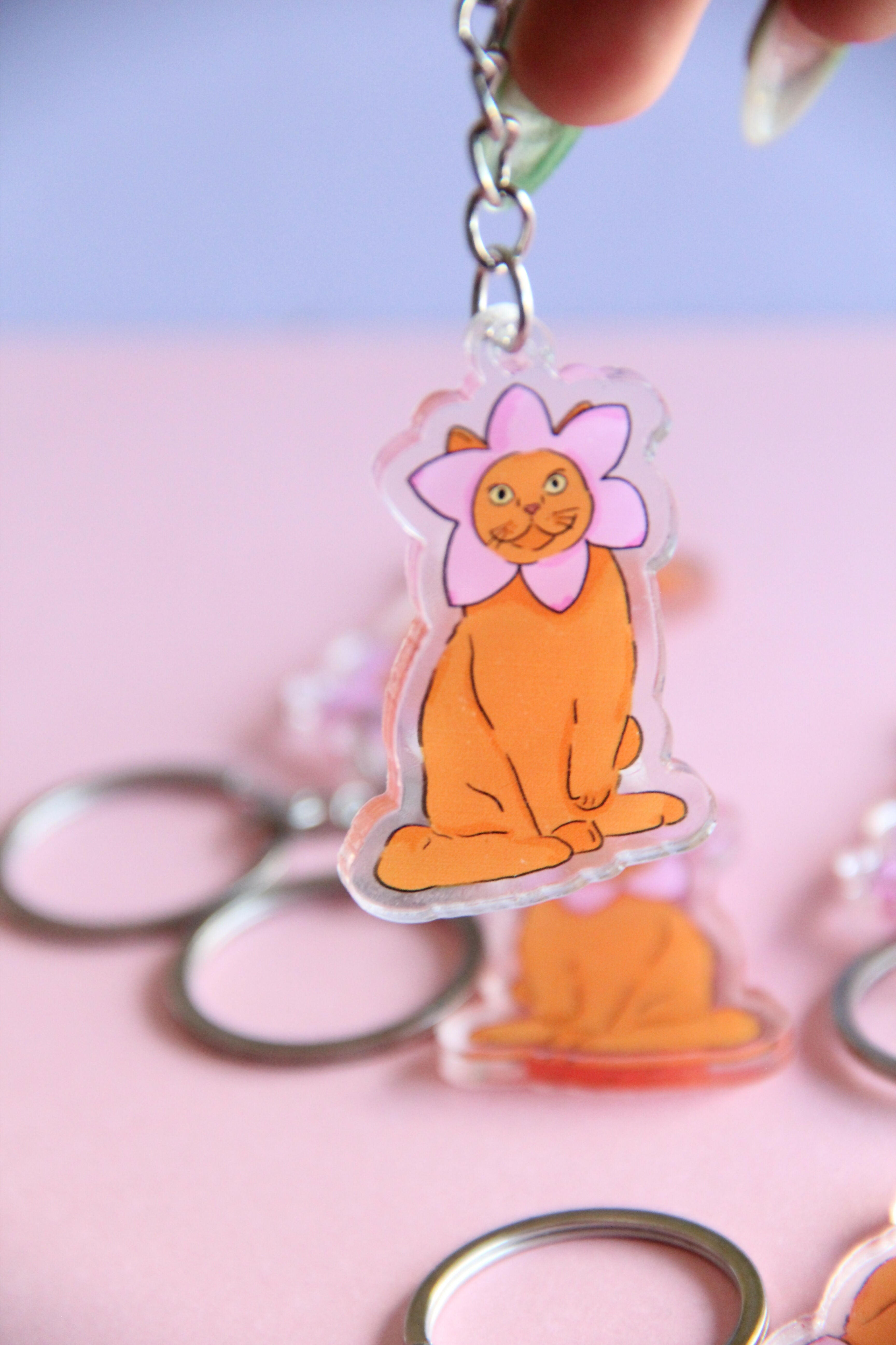 Porte-clés Acryliques « Chat fleur »