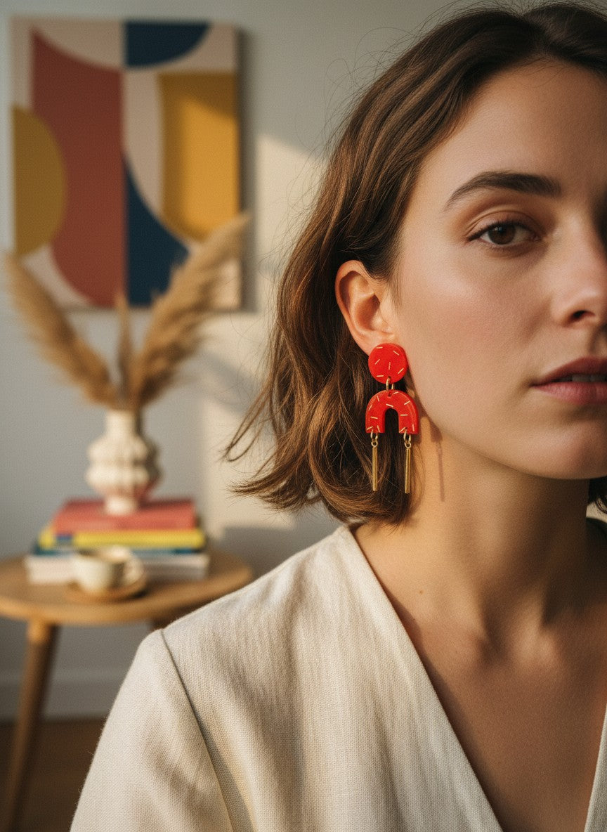 Boucles d'oreilles rouge
